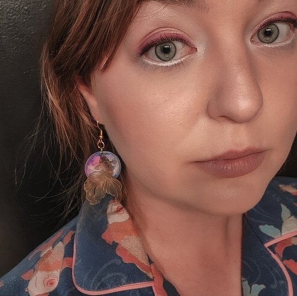 Taylor Swift Lavendar Haze Handmade Koi Earrings - Picture 1 of 5